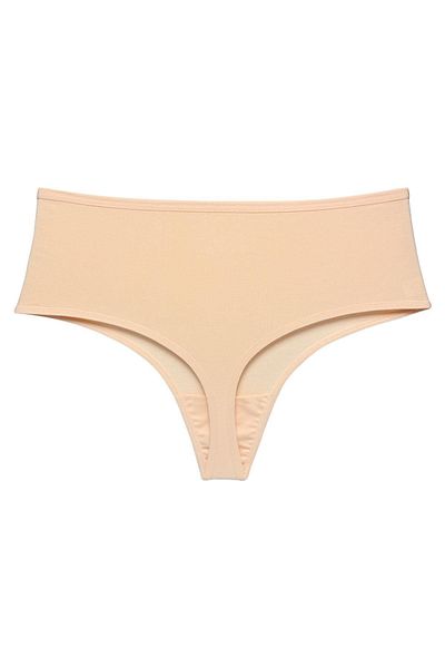 LadyMelex Tanga de damă din bumbac cu talie înaltă - culoarea pielii pachet de 5