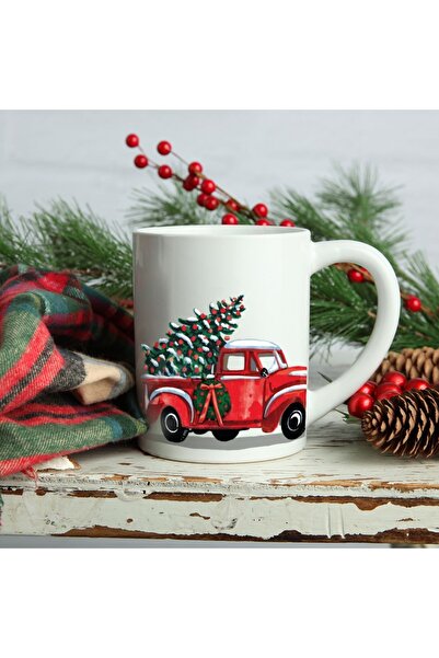 PEKSHOP Yılbaşı Ağacı Taşıyan Kamyon Yılbaşı Hediyesi Kupa