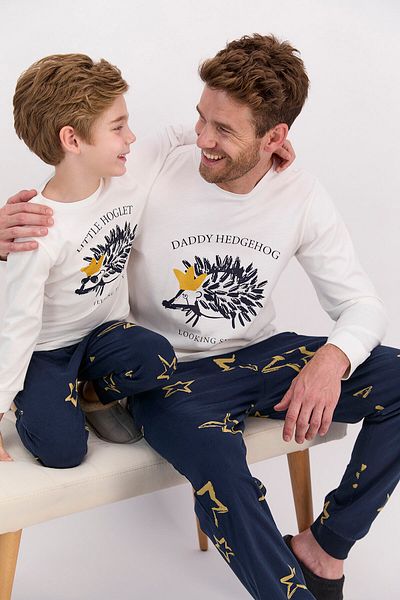 Arnetta Ανδρικό σετ πιτζάμες με μακρυμάνικο Daddy Hedgehog Cream