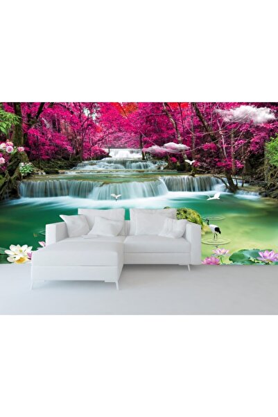 umut gergi tavan Renkli Şelale Manzaralı Duvar Kağıdı Tek Parça