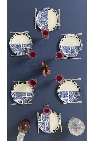 Zeren Home Непромокальний безпроблемний скатертина Indigo Blue 13 предметів в...