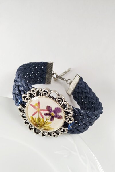 Halley Concept Özel Tasarım El Yapımı Gerçek Çiçekli Epoksi Kadın Bileklik