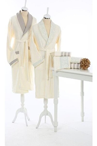 Özdilek Celina Bej-mint Aile Bornoz Seti