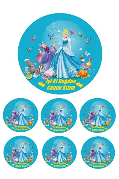 Pasta9 Sinderella Yenilebilir Pasta Resmi Pirinç Kağıdından 6 8 10 Kişilik Pa...