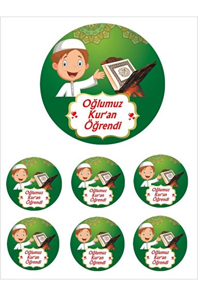 Pasta9 Yenilebilir Pasta Resmi Oğlumuz Kur'an Öğrendi Pirinç Kağıdından 6-8-1...