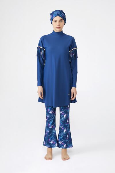 Adasea Жіночий темно-синій купальник з лікрами 4255