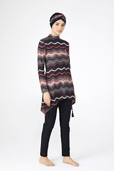 Adasea Women's Black Lycra Fully Covered Hijab Swimsuit 4270