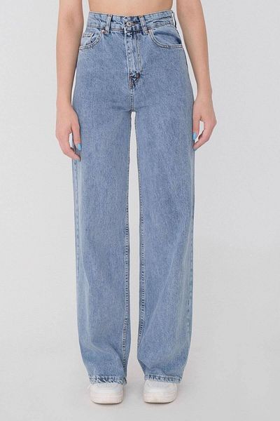 Ramrod Blugi de damă cu buzunar albastru, cu talie super înaltă, cu picioare largi, pantaloni largi din denim cu picioare largi (Lycra)