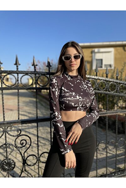 MY DEPO Жіноча блуза з цифровим принтом під мармур