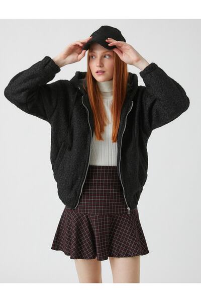 Koton Παλτό με κουκούλα με φερμουάρ