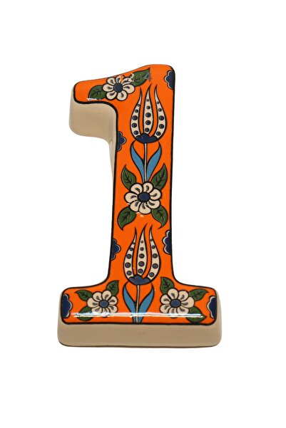 Yılmazel Număr de ușă din ceramică realizat manual, numere de uși portocaliu 1