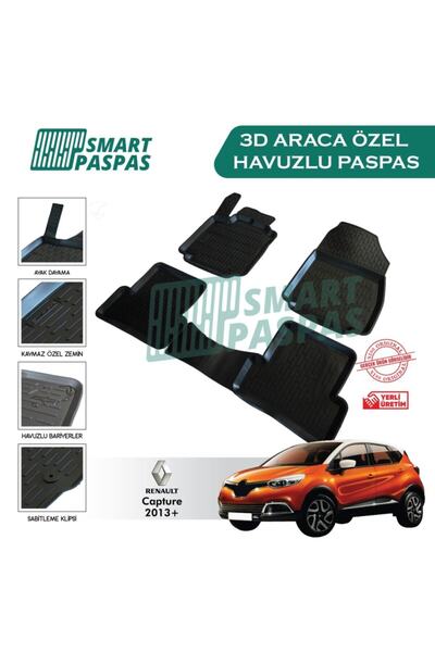 smart paspas Renault Capture 2016 -2021 3d Havuzlu Paspas