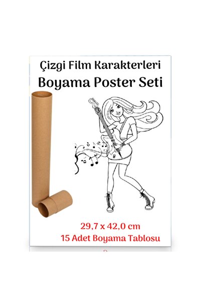 Enine Boyuna Eğitim Cartoon Characters Poster Painting 15 Pieces (30 cm X42 cm)