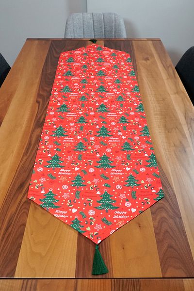 Viemso Christmas Pine Tree Patterned Tassel Runner