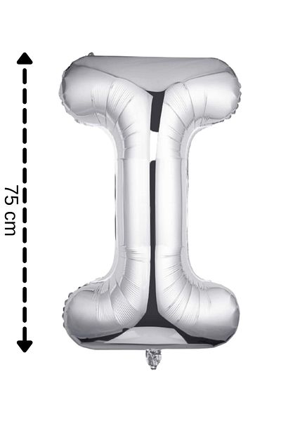 ELGALA Foil Balloon Letter I Helium Balloon 32 Inch 75 Cm Silver Color