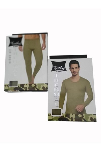 Tutku Ανδρικό Σετ Εσωρούχων Military Khaki Green Thermal Bottom Top