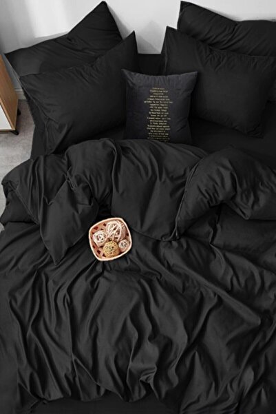 ALAMODE Ranforce Cotton Double Black-black Duvet Cover Set Black 03516131