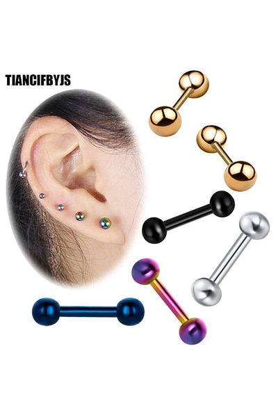The Collection Unisex Black Surgical Steel Ball Piercing Cartilage Helix Tragus Piercing Earring