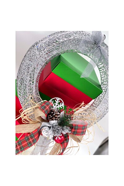 QUEEN AKSESUAR Πρωτοχρονιάτικο Χριστουγεννιάτικο Ειδικό Μεταλλικό Υπερ-Πολυτελές Στολίδι Πόρτας Τοίχου Στολίδι Περιτύλιξης Ασημί