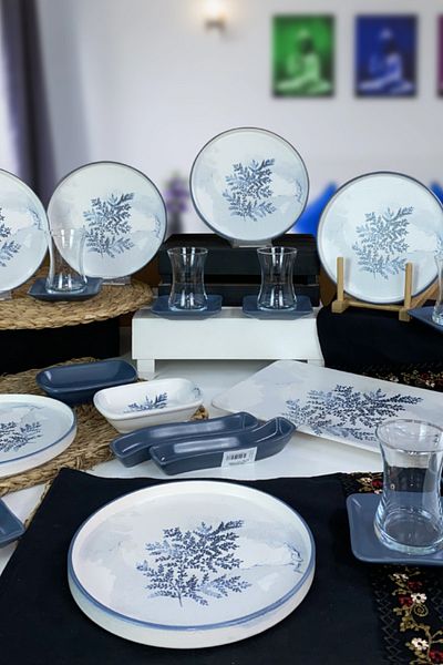 Keramika Blue Magic 25 Piece Stackable Breakfast Set for 6 People