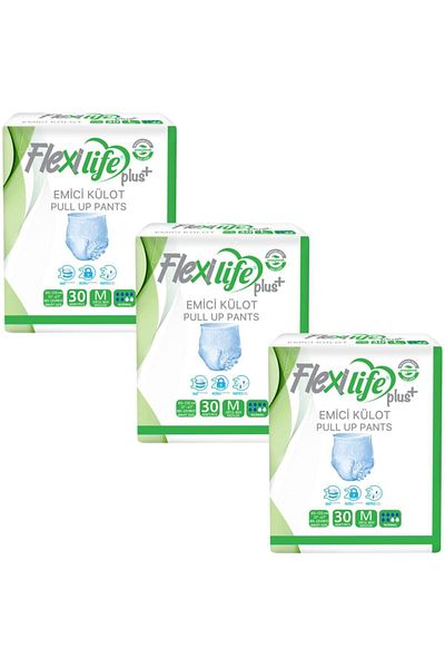 Flexi Life Flexilife Plus Pad Absorbent Panties Adult Patient Diapers Medium Size 30 Pcs 3 Pack