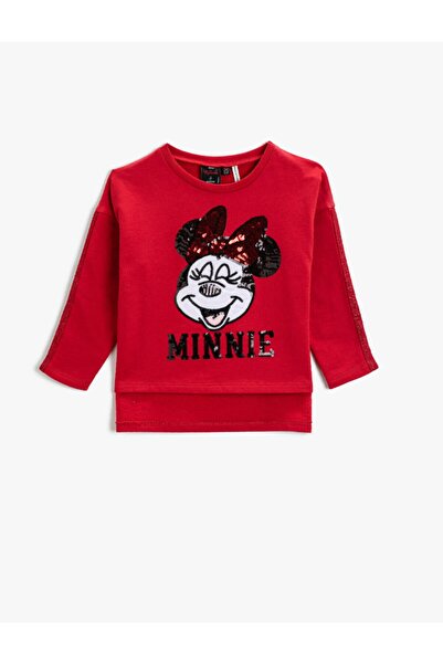 Koton Minnie Mouse Licensed Print pulóver flitteres hosszú ujjú