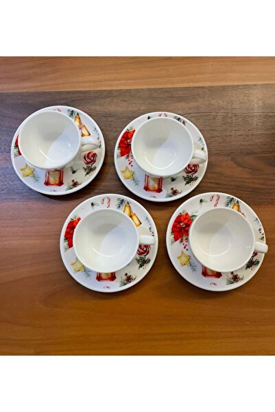 TEBAK COLLECTION 4 ‘lü Yeni Yıl Desen Çay Fincan Takımı