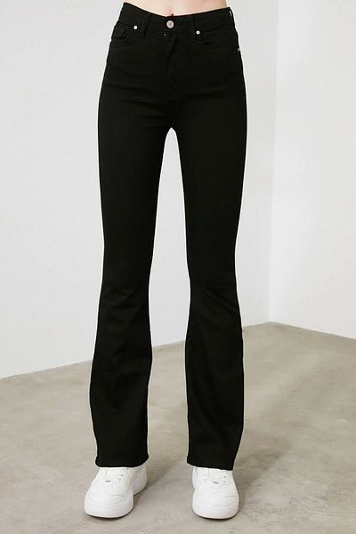 Ramrod Unfading Black Flare Leg - High Waist Flare Jeans Denim Trousers (fitting)