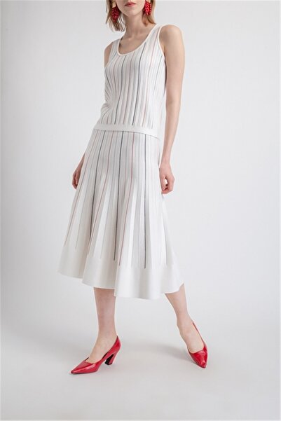 rue Ecru Striped Knitwear Skirt