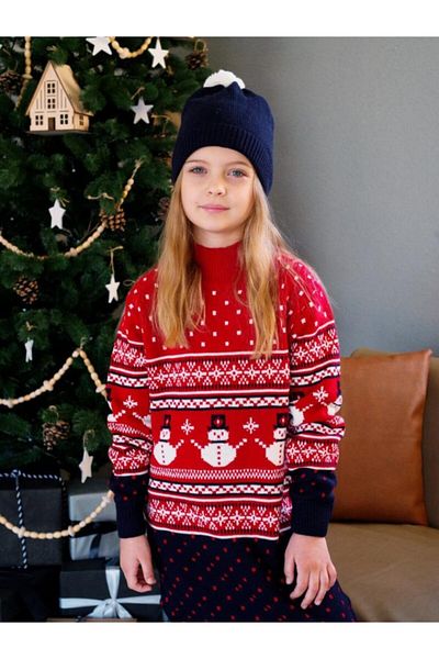 Hilal Akıncı Kids Girl's Red Christmas Snowman Model Set of 3
