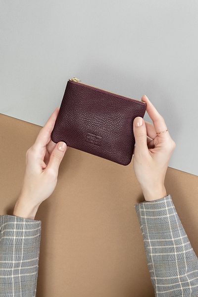 Leather Paper Leather Claret Red Mini Wallet