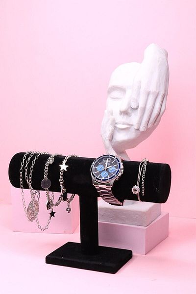 IMAN OF NOBLE Black Bracelet Watch & Stand - 1 Pcts Plastic Au