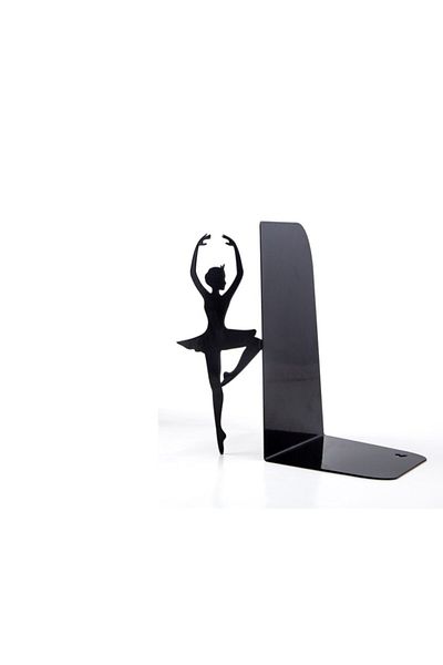 Simge Yapı Dekorasyon Metal Book Holder with Ballerina Figure Black - Book Support (Not a Set)
