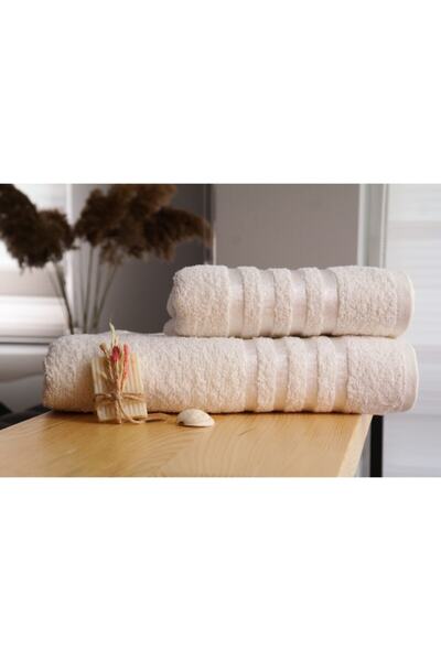 Berra Concept 100% قطن 1 قطعة 50x85 و70x135 منشفة حمام كريمية