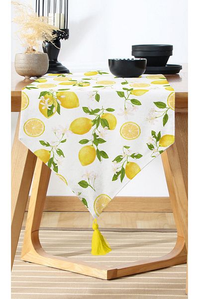Nish & Royal Realhomes Lemon Patterned Spring Colors Digital Printed Modern Runner