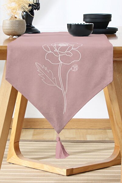 Nish & Royal White Floral Pattern Digital Printed Modern Runner on Pastel Bac...