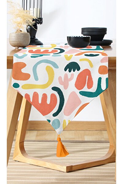 Nish & Royal Beyaz Zemin Üzerinde Geometrik Desenli Dijital Baskılı Modern Ru...