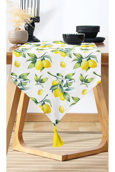 Nish & Royal Realhomes 3D Modern Runner with Lemon Pattern on White Background