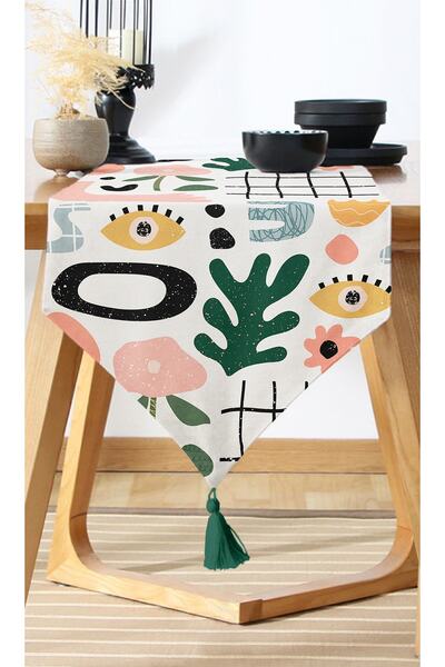 Nish & Royal Digital Printed Modern Runner with Geometric Patterns on White B...