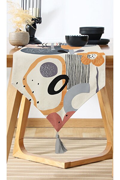 Nish & Royal Digital Printed Modern Runner with Artistic Motif and Flower Detail