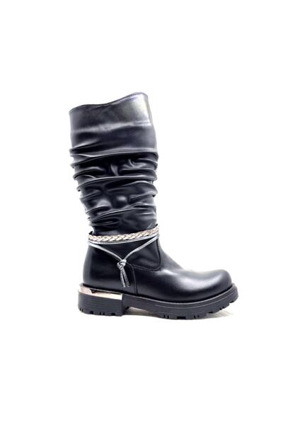 LOLİTA Шкіряні чорні дитячі чобітки для дівчаток