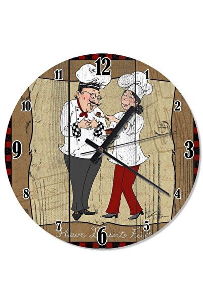 Genel Markalar 30 Cm Çap Şef Aşçılar Mutfakta Akarlı Duvar Saati