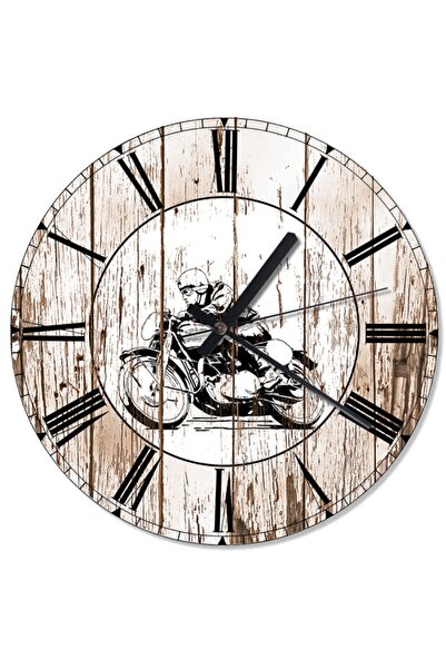 Generic Brand 30 cm Diameter Vintage Motorcycle Banner Design Wall Clock