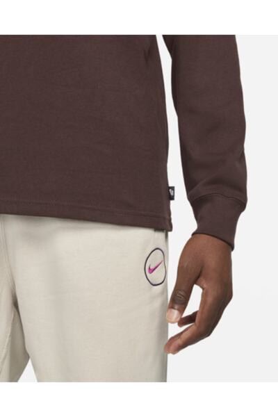 Nike Sportswear Premium Essentials Long-sleeve M90 Pocket Kahverengi Erkek Sweatshirt