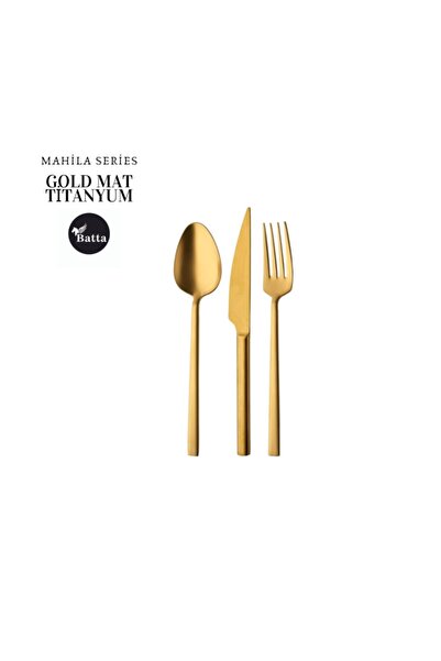 Batta Mahila 5500 Titanyum Mat Gold 84 Parça Çatal Kaşık Bıçak Takımı