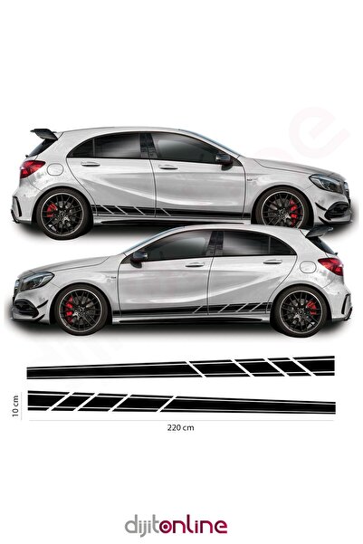 Dijitonline 2 Adet Sağ Ve Sol Marşpiyel Oto Sticker - Şerit Sticker - 10cmx220cm