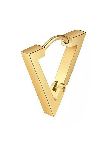 The Collection Unisex Gold Triagle Titanium Triangle Steel Earring