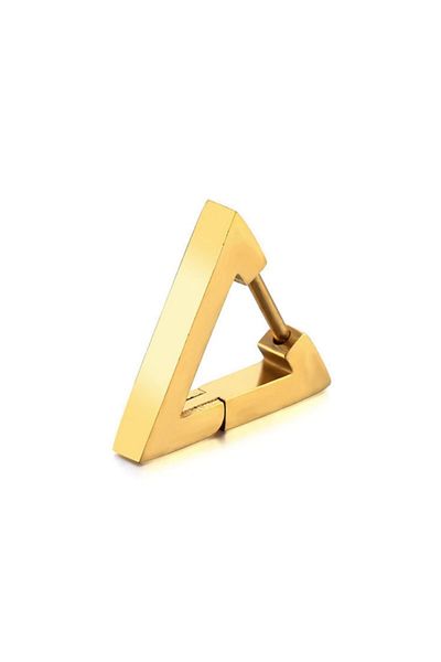 The Collection Unisex Gold Triagle Titanium Triangle Steel Earring