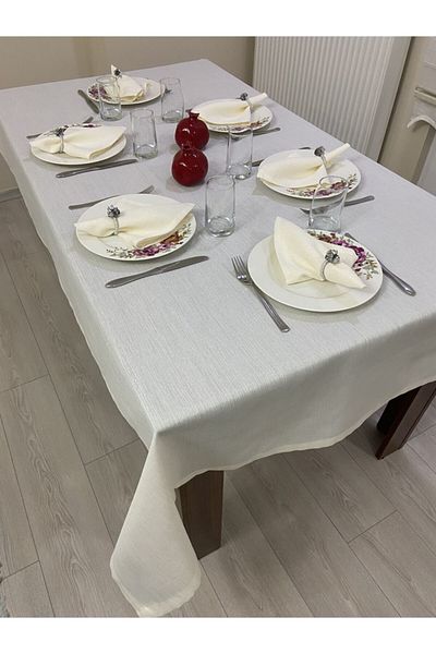 Zeren Home مفرش طاولة لامع من الكتان باللون البيج
