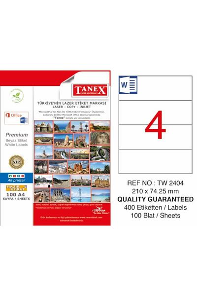 Tanex Laser Label Tw-2404 210 X 74.25 mm